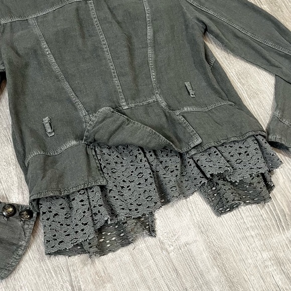 Free People XS Green Emilia Utility Military Blazer Jacket Urban Outfitters - Picture 14 of 15